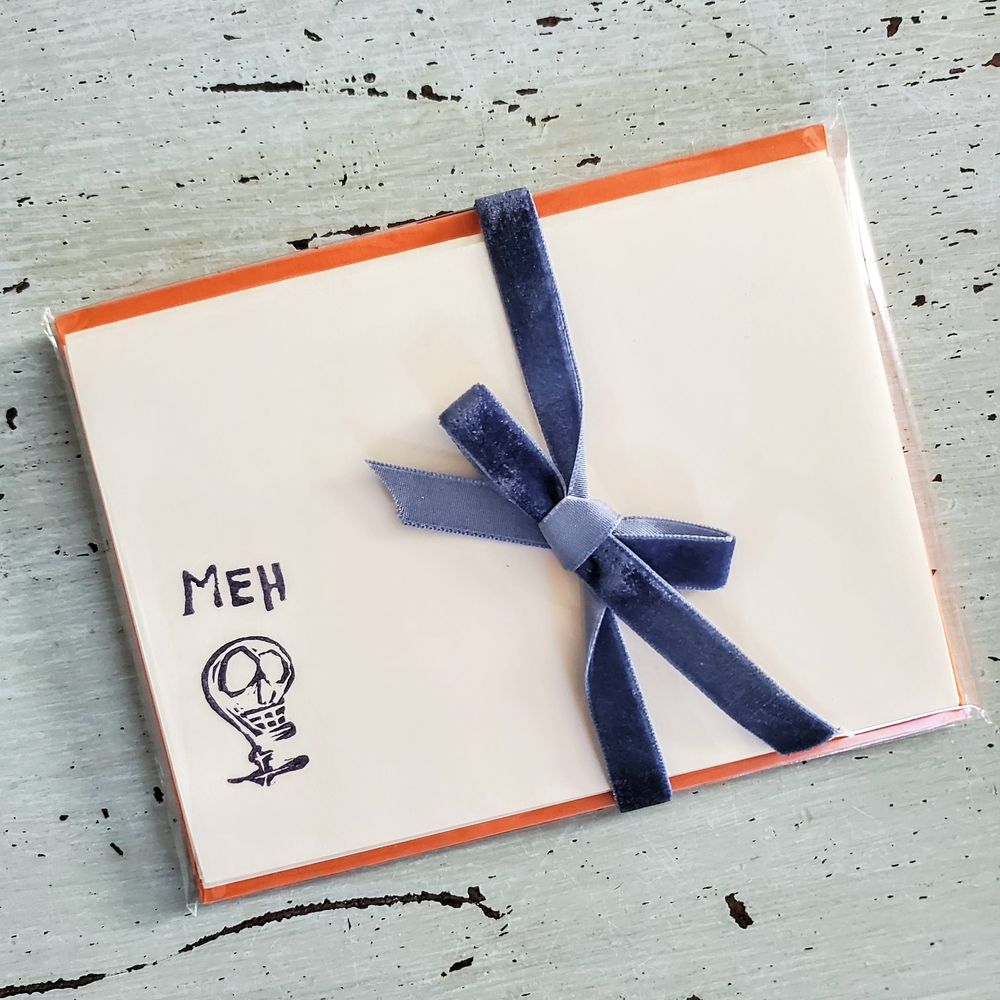 Blue and Orange Stationery Set with Ribbon